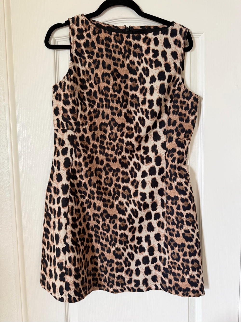 Leopard Print Mini Dress - Tan/Black